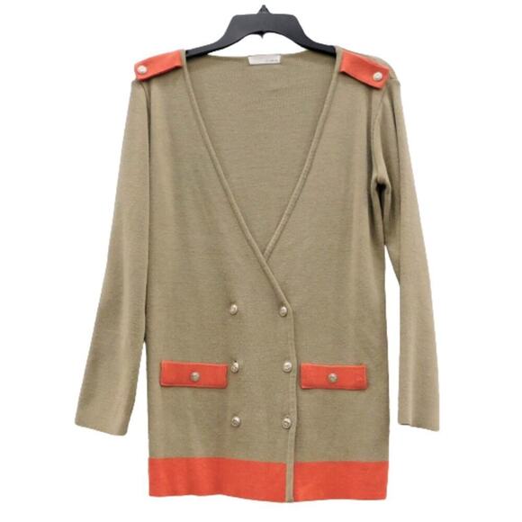 Code. M Cardigan Sweater Size Large Women's Tan Orange Button Up 370 - Picture 1 of 13